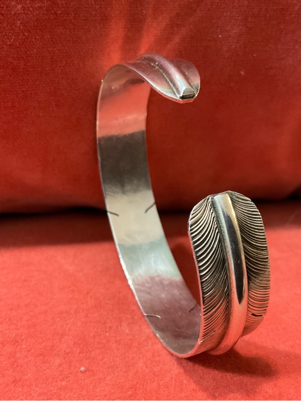STERLING SILVER FEATHER CUFF - Picture 2 of 6
